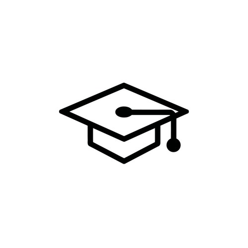 Black graduation cap icon isolated Vector Image