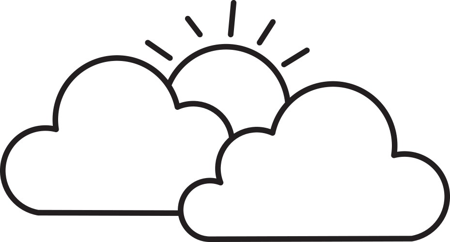 Cloud sky silhouette with sun Royalty Free Vector Image