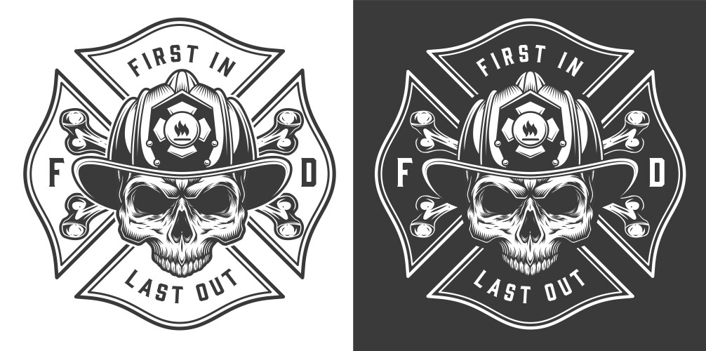 Vintage firefighter labels concept Royalty Free Vector Image