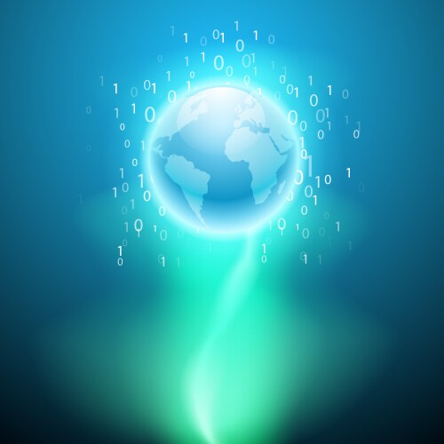Stream of binary code to the globe vector image