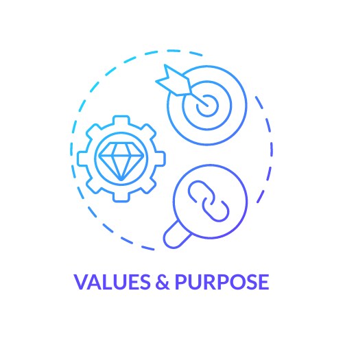 2d gradient thin line icon values and purpose vector image