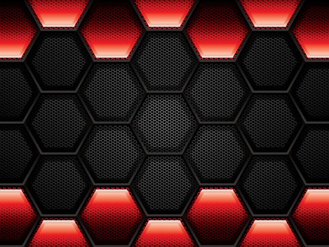 Abstract red and black background with hexagons Vector Image