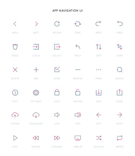 app control system user interface ui icon set vector image