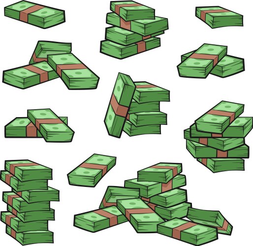 Cartoon Money Stack Set Vector Image