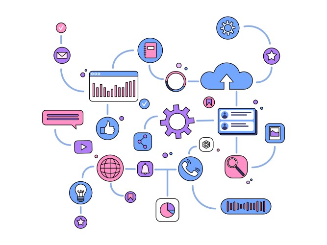 CRM Data Workflow & Business Structure vector image