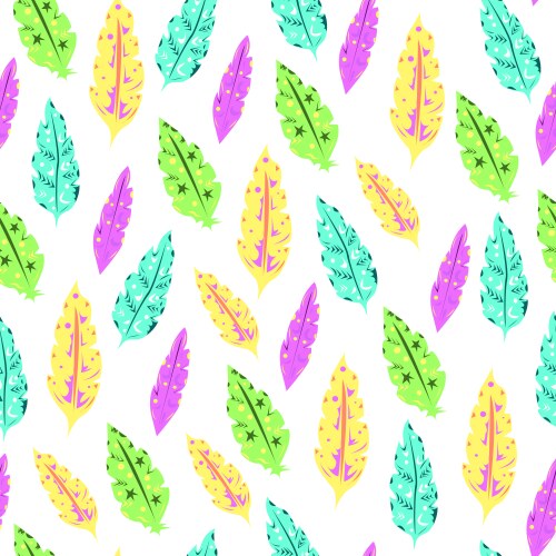 Seamless pattern with feathers of different colors vector image