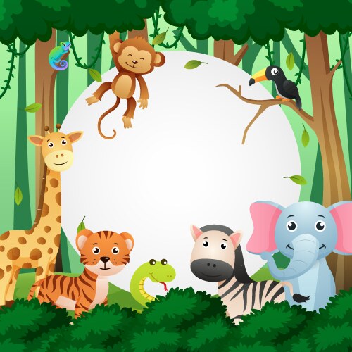 wildlife animal in jungle with circular copy vector