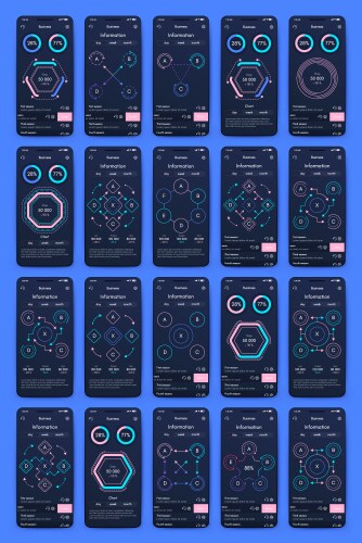 Different ui ux gui screens and flat web icons vector image