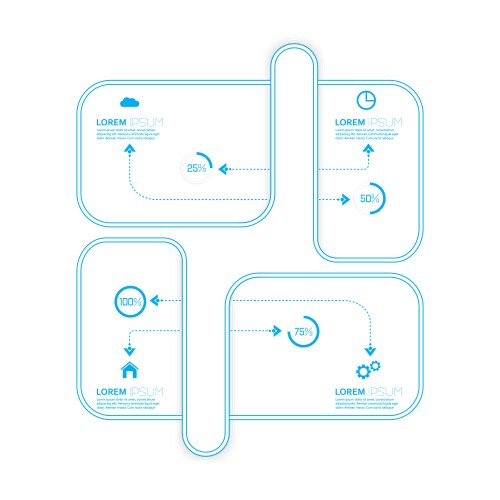 Flat display with crossed and dotted curved path vector image