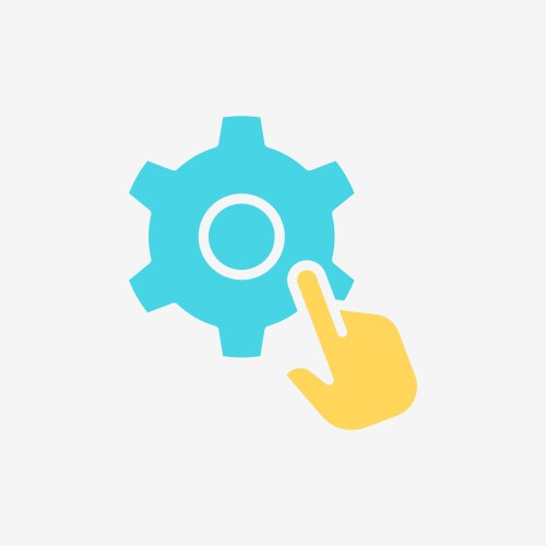 Flat icon hand click setting gear button vector image