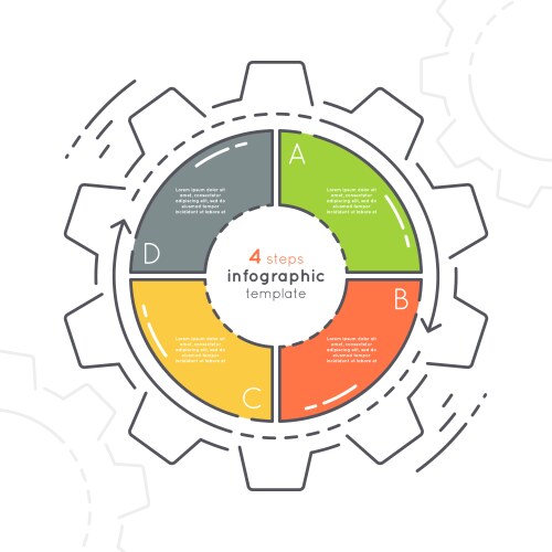 gear shaped flat style infographic template with 4 vector image vector image