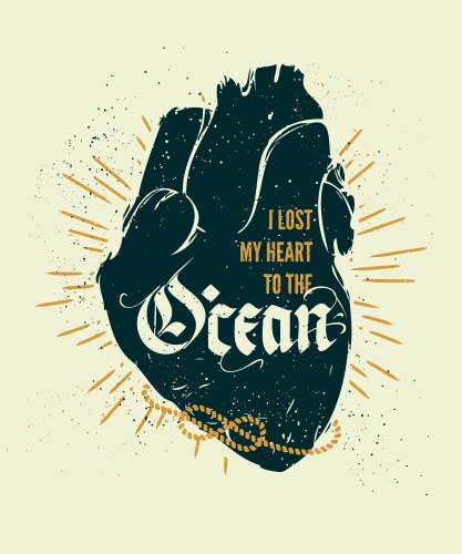 Nautical Heart Print - Sea Art Vector Image