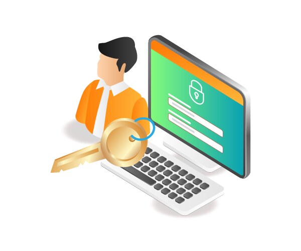 Personal computer account security lock Royalty Free Vector