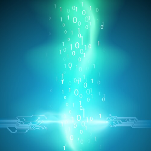 Stream of binary code with a circuit board texture vector image