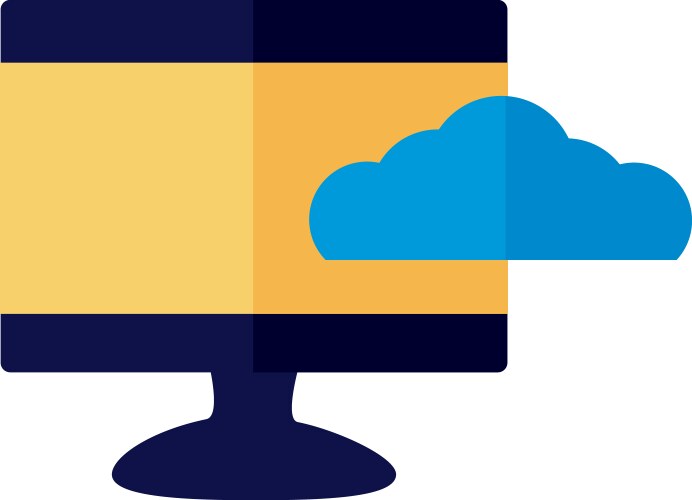 Cloud computing with computer flat style vector image