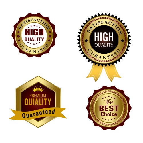 Gold color badge and lebles Royalty Free Vector Image