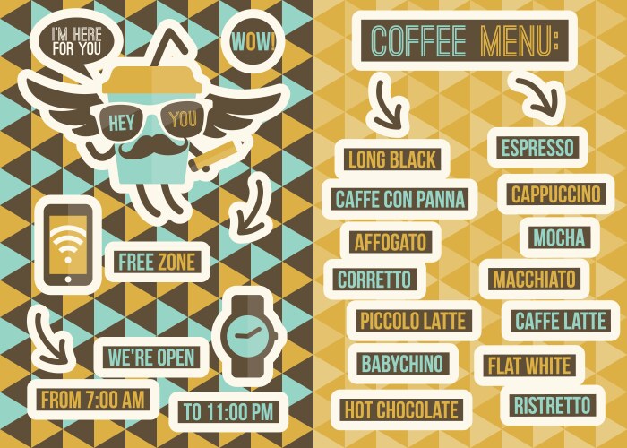 Cafe Menu & Coffee Elements - Background Vector Image