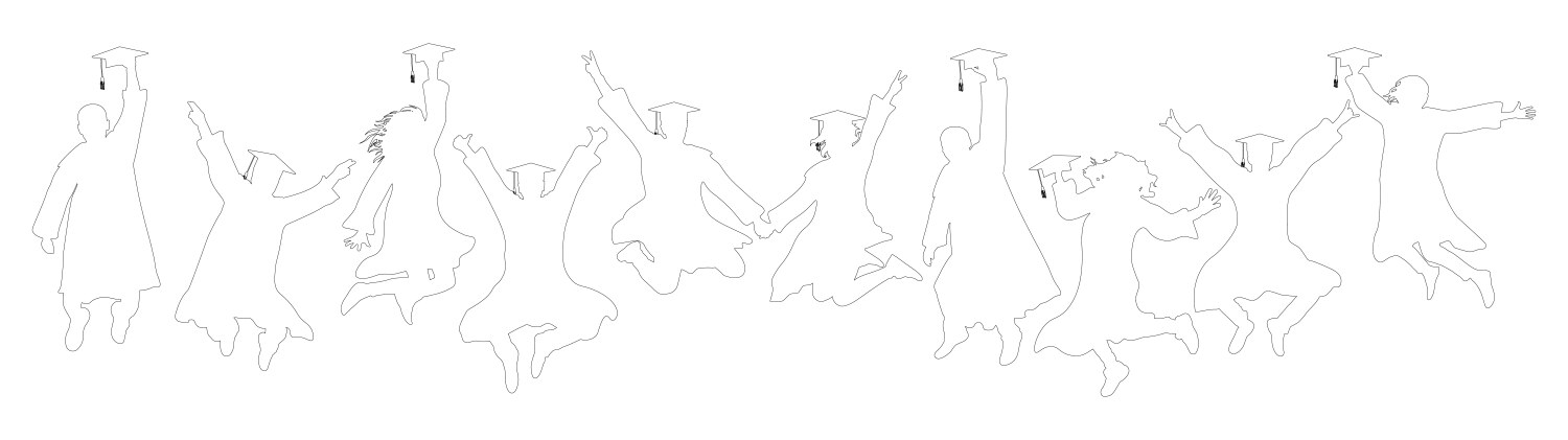 Contour of jumping graduate students Vector Image