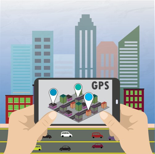 Mobile navigation gps with map pointers vector image