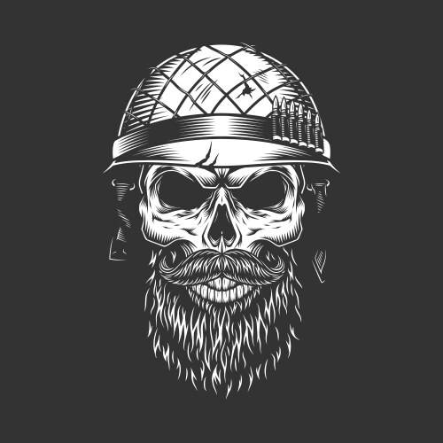 Vintage Soldier Skull with Helmet Vector Image