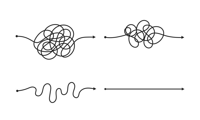 Complex and easy simple way from start to end vector image