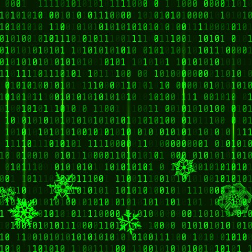 green color code streams glowing on screen matrix vector image