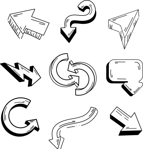 Cartoon arrow collection Royalty Free Vector Image
