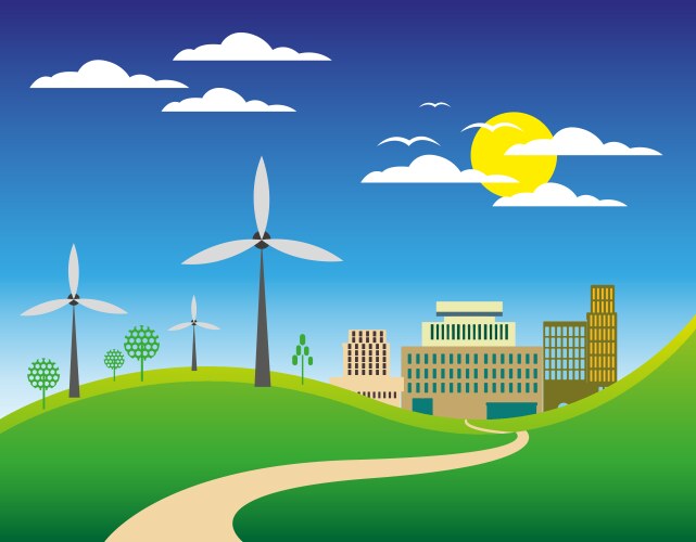 Spring or summer nature and green trees in city Vector Image