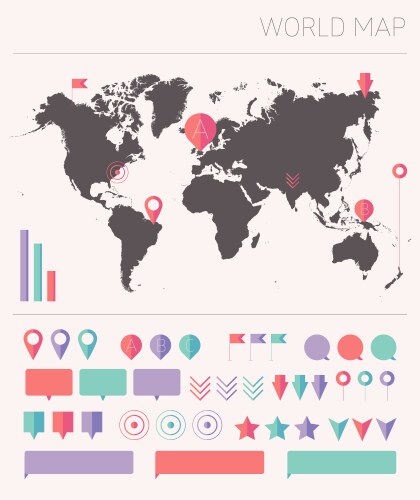 Colorful ancient world map Royalty Free Vector Image