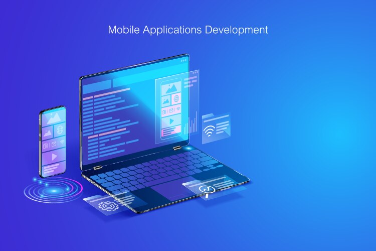 Web development application design coding vektorbild