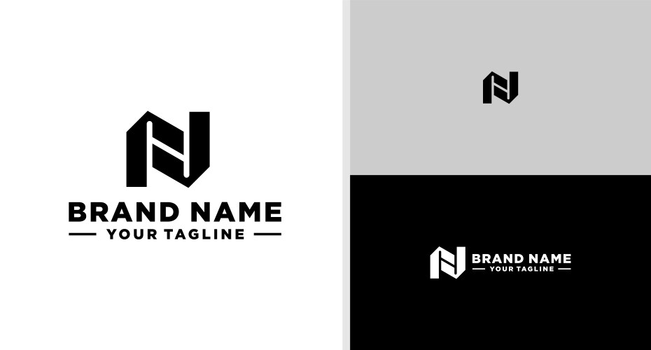 Nh logo monogram bold geometric futuristic editabl Vector Image