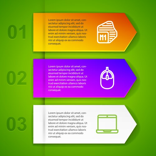 Set line processor computer mouse and laptop vector image