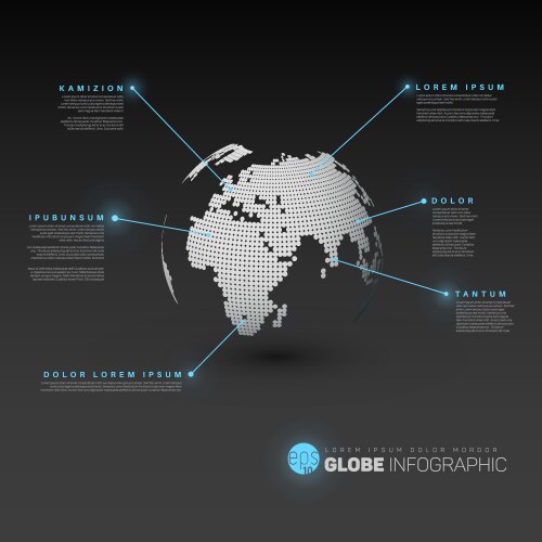 World map globe with pointer marks vector image