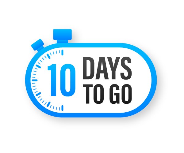 10 days to go countdown timer clock icon time vector