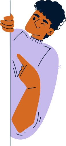 Man character looking out and peeking from corner vector image