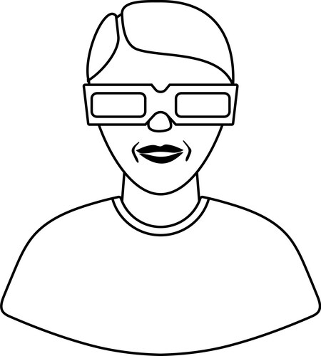 man with 3d glasses icon vector image