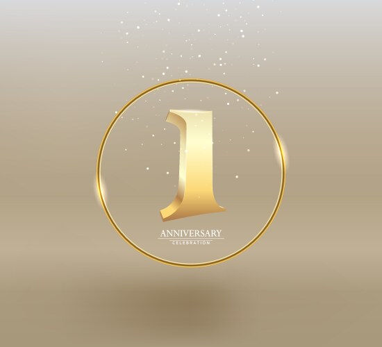 1 golden anniversary number inside gold circle vector