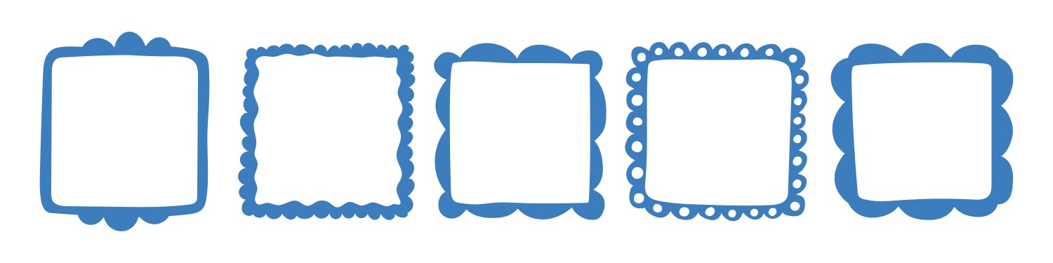 Colorful hand drawn square frames collection Vector Image