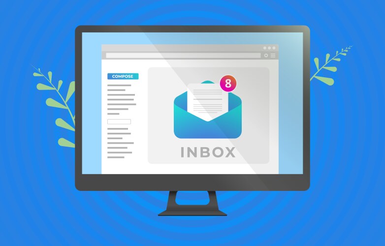 Email Inbox Interface on Computer Screen vector image