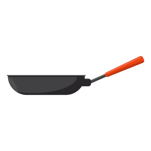 Frying pan with handle from side view flat vector image