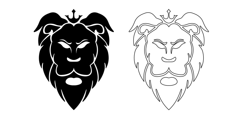 Lion heads with crowns leo black emblems luxury Vector Image