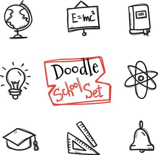 Doodle style school set cute hand drawn vector image