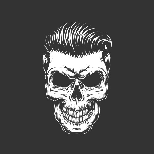 Hipster Skull with Cool Hair Vector Image