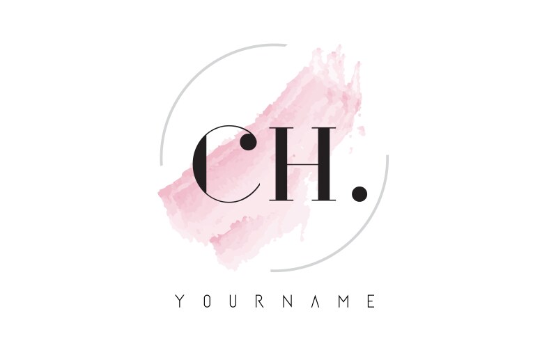 Ch watercolor letter logo design with circular Vector Image