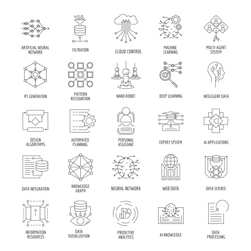 Artificial neural networks line horizontal Vector Image