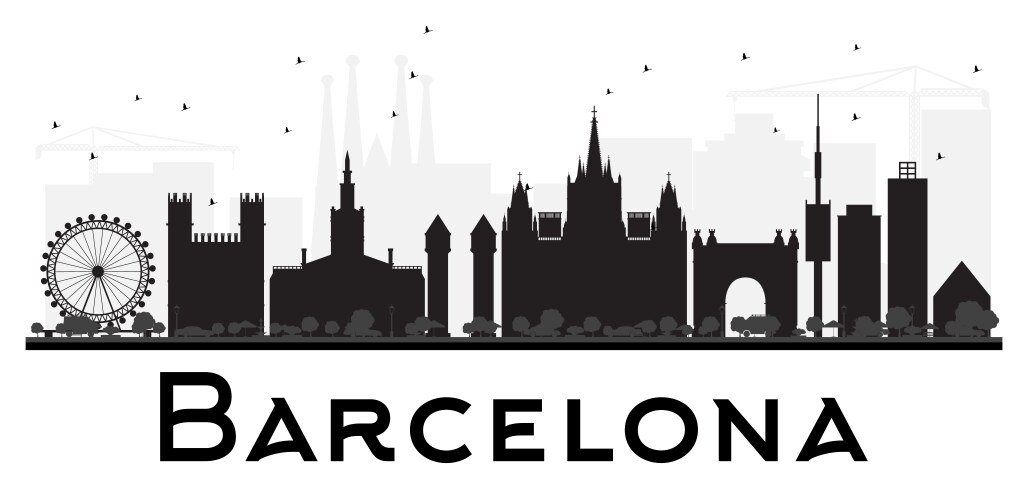 Barcelona City Skyline Silhouette Vector Image