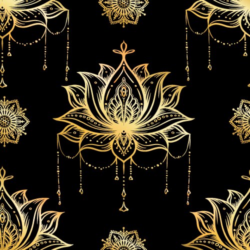Ornate Gold Lotus Mandala Vector Image