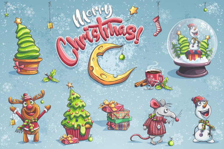 Merry christmas and happy Royalty Free Vector Image