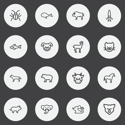 Set of 16 editable zoo icons line style includes vector image