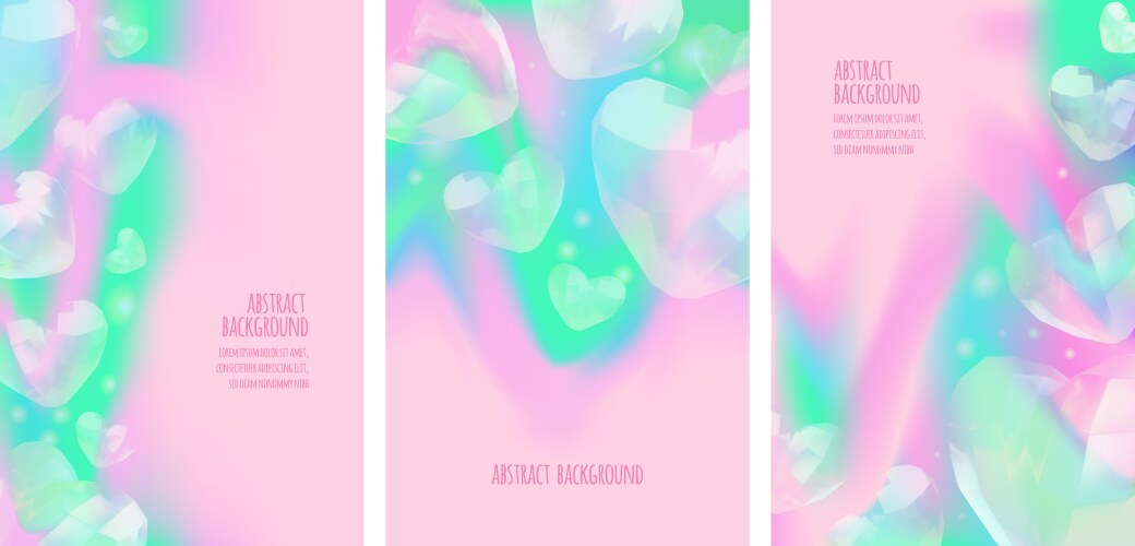 3d glass hearts on colorful gradient Vector Image